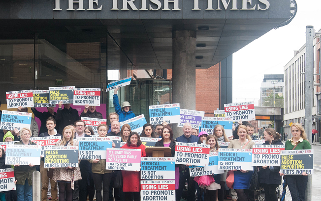 Protest asks Irish Times to ‘tell the truth on abortion’