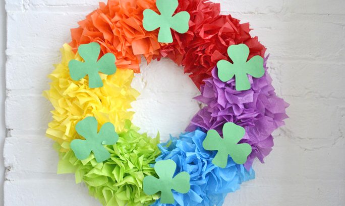 A rainbow wreath for St Patrick’s Day