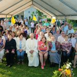 KERRY: The annual Mass for Manor Village residents was recently  celebrated by Canon James Linnane, sitting centre of seat. The O’Shea brothers supplied the music, and refreshments were served by  the community. Photo: John  Cleary