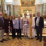 Westmeath: At the annual Mullingar Deanery Annual Pioneer Mass held in the Cathedral Of Christ the King Mullingar are: Danny Dunne ( Silver Medal) Kathleen Mimnagh, Betty Mimnagh-Dunne ( Gold Medal), Kathleen Ward (Gold Medal), Bridie Hannigan ( Gold Medal) Fr Padraig McMahon Adm V.F & Joe Monaghan Chairman Mullingar Deanery Pioneers. 