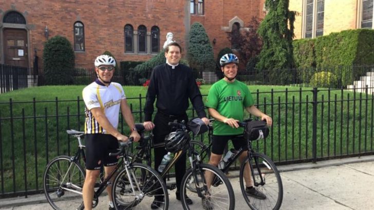 Priest’s 100-mile bike ride raises aid for parish – and hope