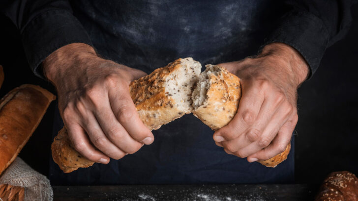 ‘And while they were eating, he took a loaf and blessed it…’