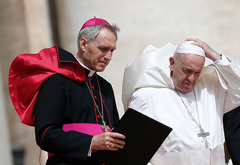 Pope stresses close relationship with predecessor but takes swipe at his former secretary